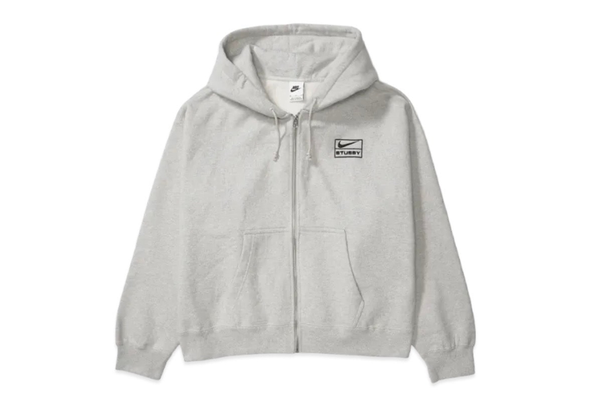 Stussy x Nike Fleece Zip Hoodie "Grey Heather" (US Size) FJ9181-050