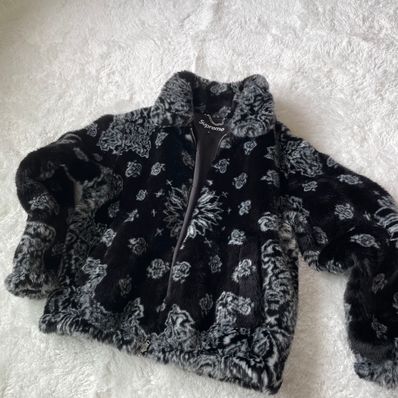 Supreme Bandana Faux Fur Bomber Jacket "Black"