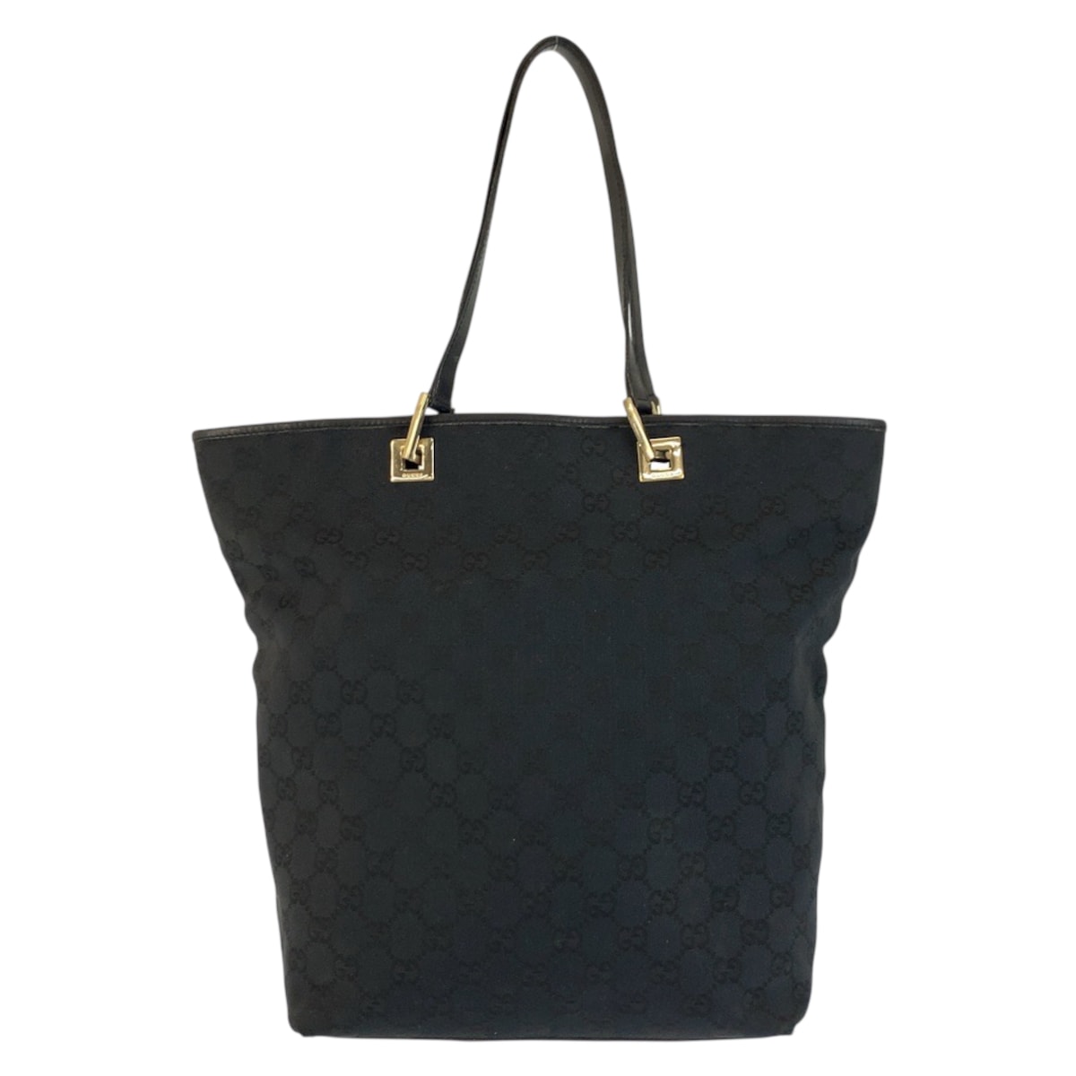 GUCCI グッチ ブラック 黒 ゴールド金具 GGキャンバス レザー/ トートバッグ ショルダーバッグ 602128 【中古】