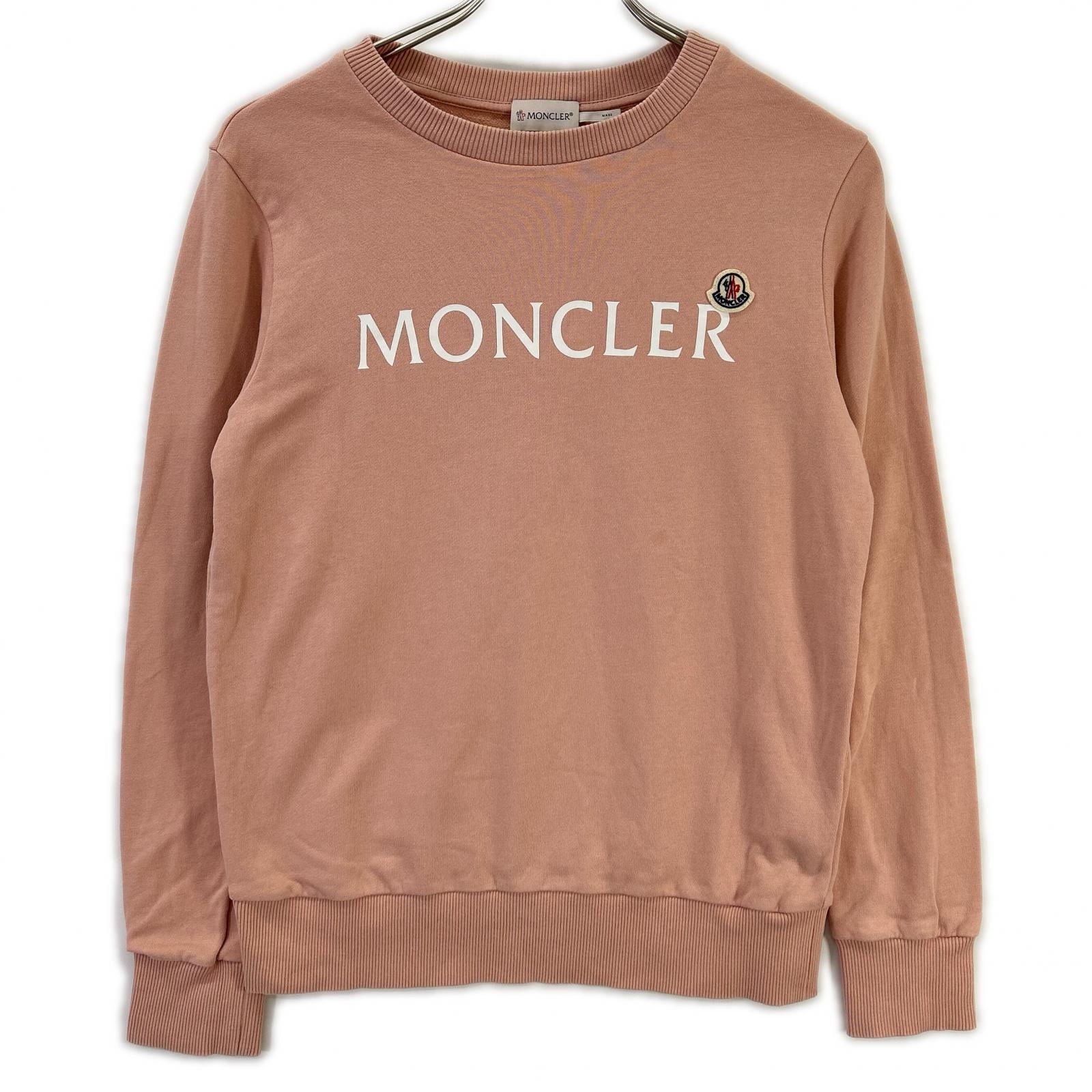 モンクレール 22AW SWEATSHIRT ピンク×ホワイト コットン フロントロゴ クルーネックスウェットプルオーバー 14