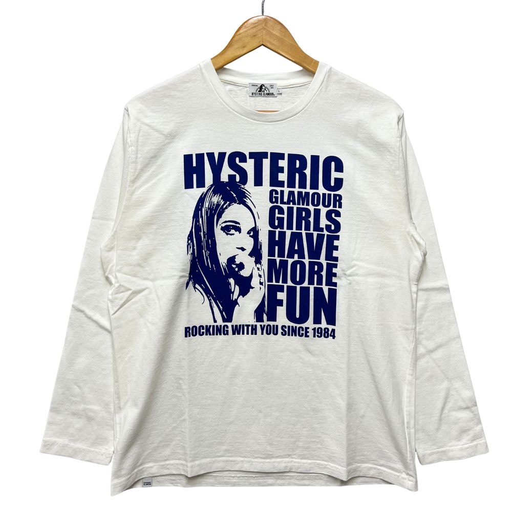 HYSTERIC GLAMOUR ヒステリックグラマー ガールプリント ロングカットソー Ｔシャツ コットン ホワイト サイズL 正規品 / 53298