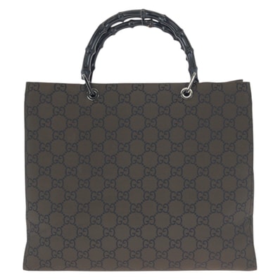 美品 GUCCI グッチ バンブー GG柄 ブラウン シルバー金具 ナイロン トートバッグ ハンドバッグ 601661 【中古】