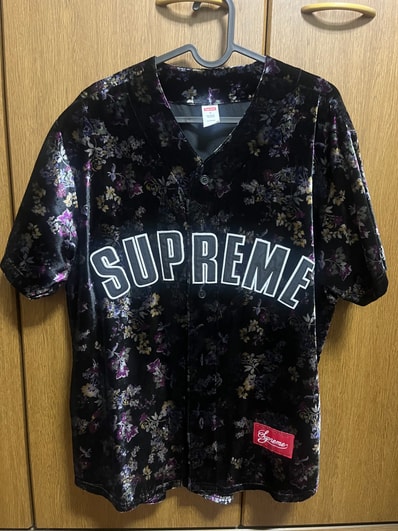 Supreme Floral Velour Baseball Jersey "Black"