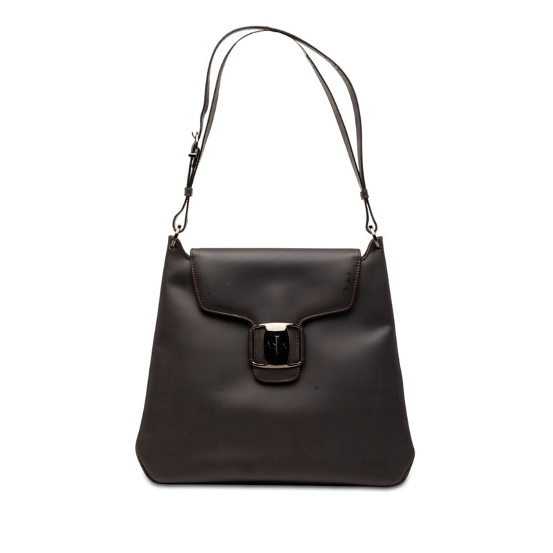 サルヴァトーレフェラガモ ヴァラ ショルダーバッグ ダークブラウン レザー レディース Salvatore Ferragamo 【中古】