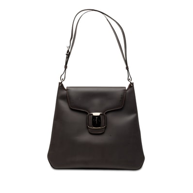 サルヴァトーレフェラガモ ヴァラ ショルダーバッグ ダークブラウン レザー レディース Salvatore Ferragamo 【中古】