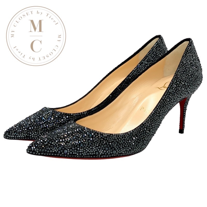 クリスチャンルブタン Christian Louboutin デコルテ パンプス 靴 シューズ スワロフスキー ブラック 未使用 パーティーシューズ フォーマルシューズ