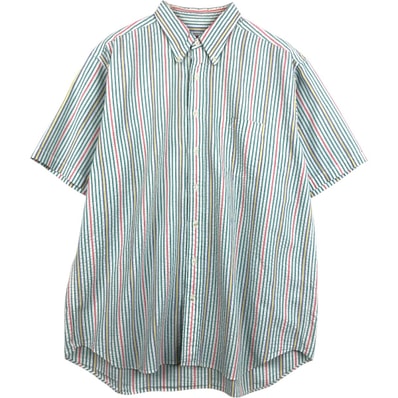 古着 ブルックスブラザーズ Brooks Brothers Est.1818 シアサッカー 半袖 ボタンダウン ストライプシャツ メンズXL相当/eaa674123