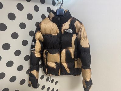 Supreme x The North Face Bleached Denim Print Nuptse Jacket "Black"