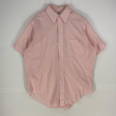 古着 70's~80's/70年代~80年代 ヴィンテージ ブルックスブラザーズ Brooks Brothers 半袖シャツ 6ボタン L ピンク系 無地 メンズ
