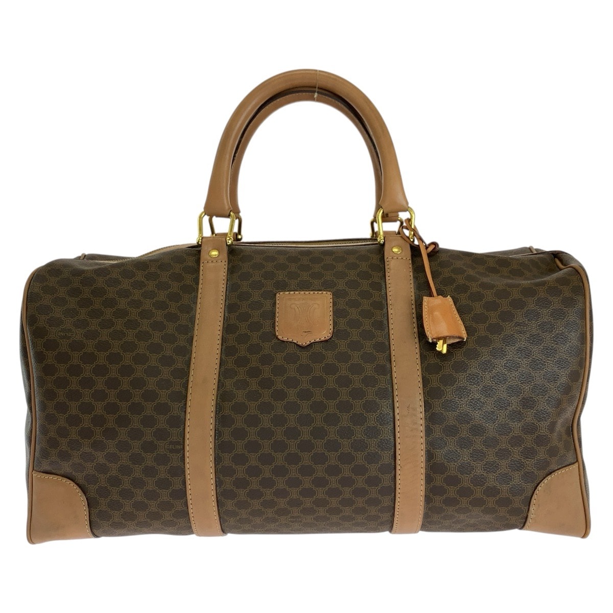CELINE セリーヌ ヴィンテージ マカダム ブラウン ゴールド金具 PVC レザー/ ボストンバッグ トラベルバッグ ハンドバッグ 604696 【中古】