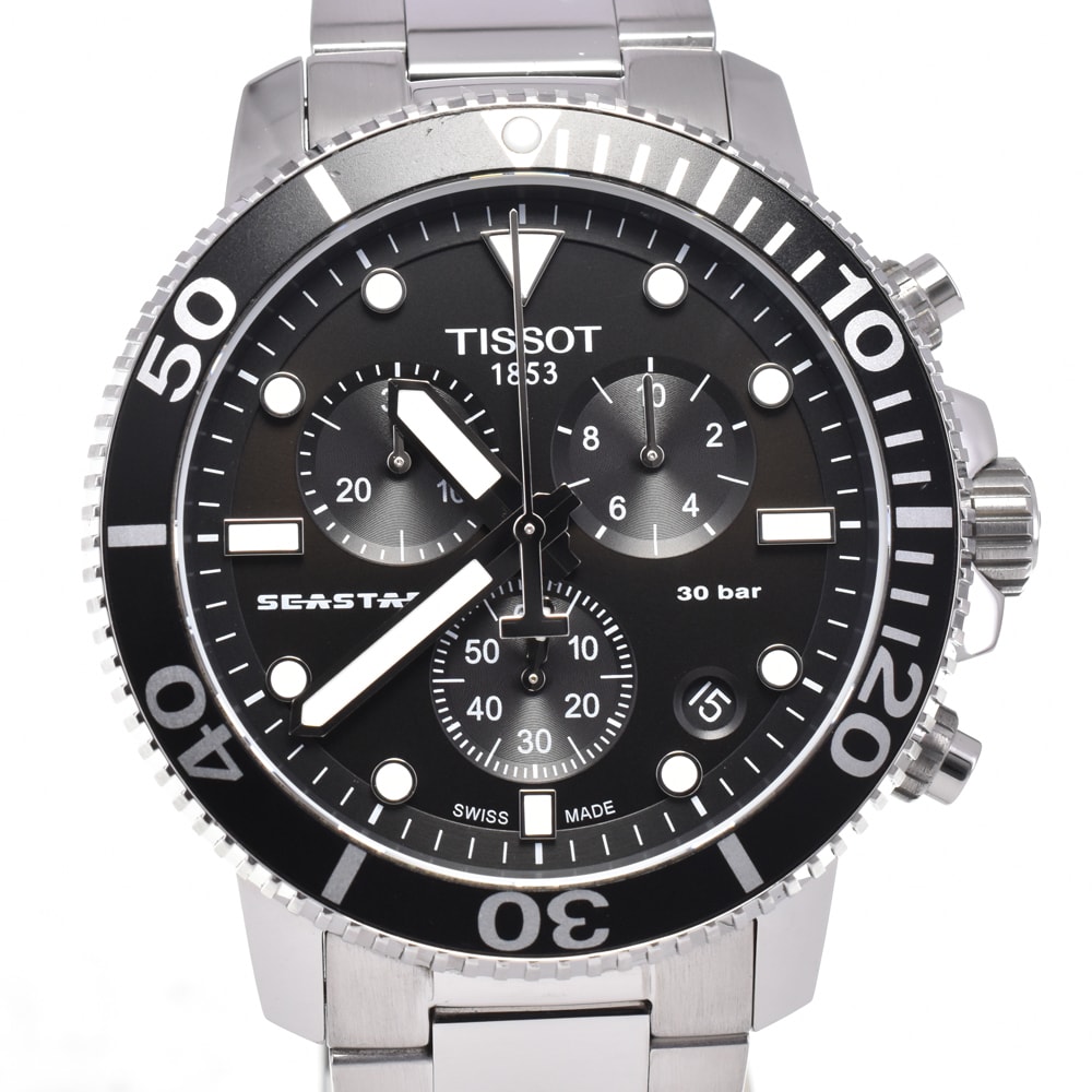 ティソ TISSOT T120417A シースター クロノグラフ クォーツ メンズ 美品 箱・保証書付き I#144881