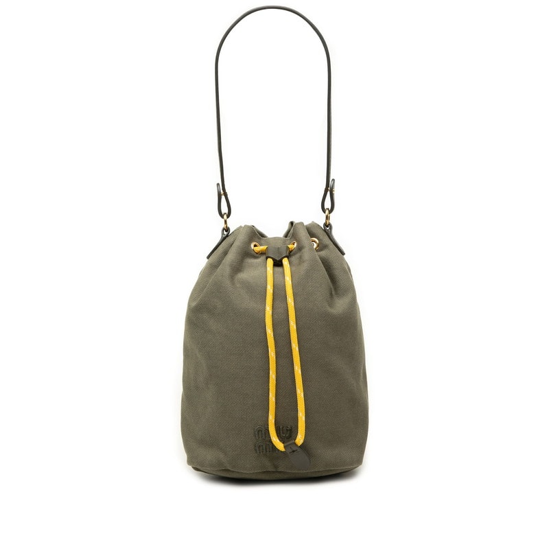 MIUMIU Gabardine Pouch "Olive Green/Yellow"