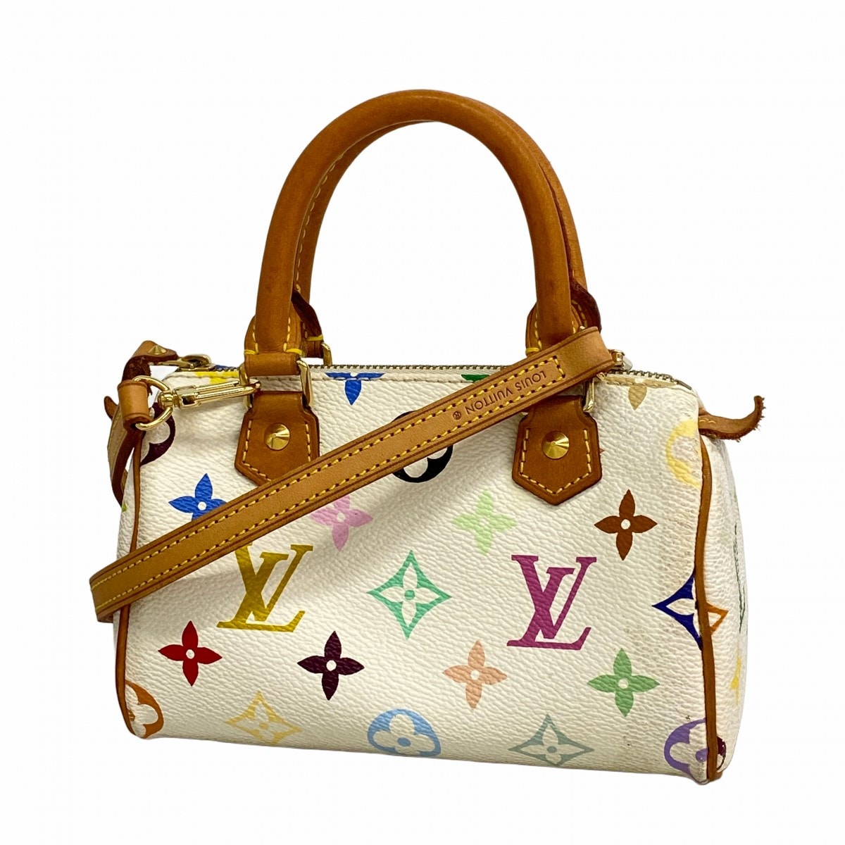 【6db1838-k】ルイヴィトン ハンドバッグ モノグラム・マルチカラー ミニスピーディ M92645 ブロン 2wayバッグ【中古】レディース