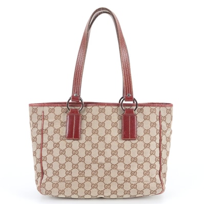 グッチ GGキャンバス 113019 トート バッグ レザー×キャンバス