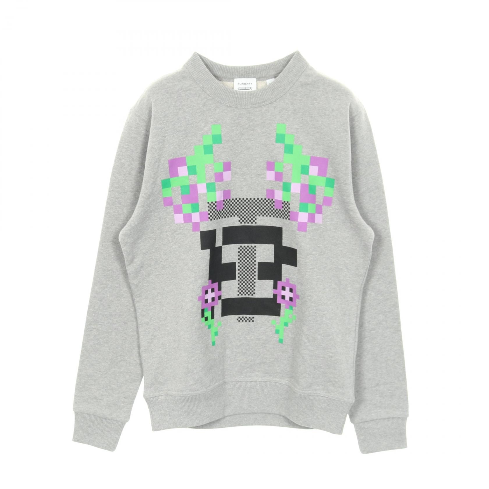 バーバリー BURBERRY Burberry × Minecraft スウェット 衣料品 トップス コットン メンズ グレー系 【中古】
