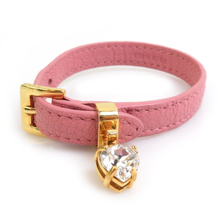 ミュウミュウ MIUMIU ブレスレット レザー/メタル ピンク レディース【中古】 56215a