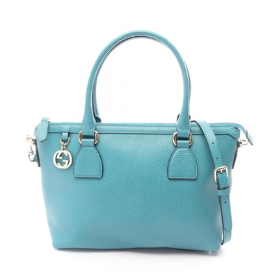 グッチ GUCCI インターロッキングG 2WAY ハンドバッグ バッグ レザー レディース ブルー系 449659 【中古】