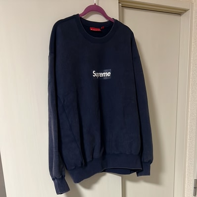 Supreme Washed Box Logo Crewneck "Navy"