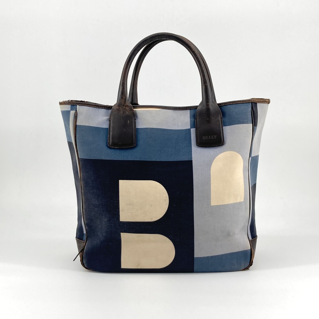BALLY(バリー) ビジーB キャンバス×レザー トートバッグ ブルー×マルチカラー