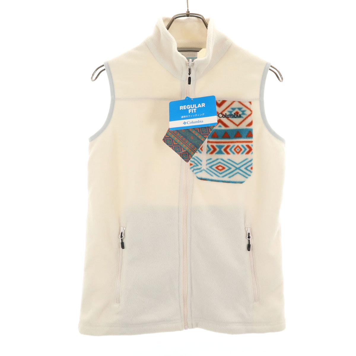 未使用 Columbia コロンビア フリース ベスト M ホワイト タグ付き アウトドア PL3226