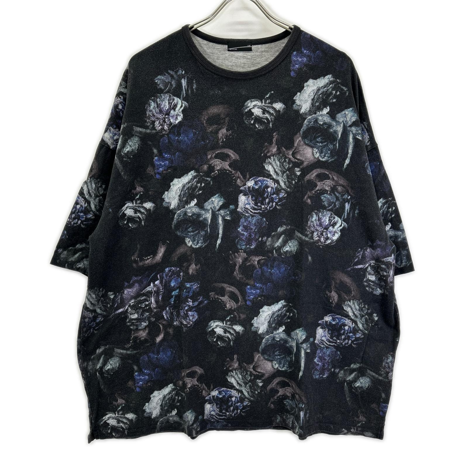 ラッドミュージシャン 21AW 2220-721 ブラック スカル×花柄 半袖 Tシャツ M