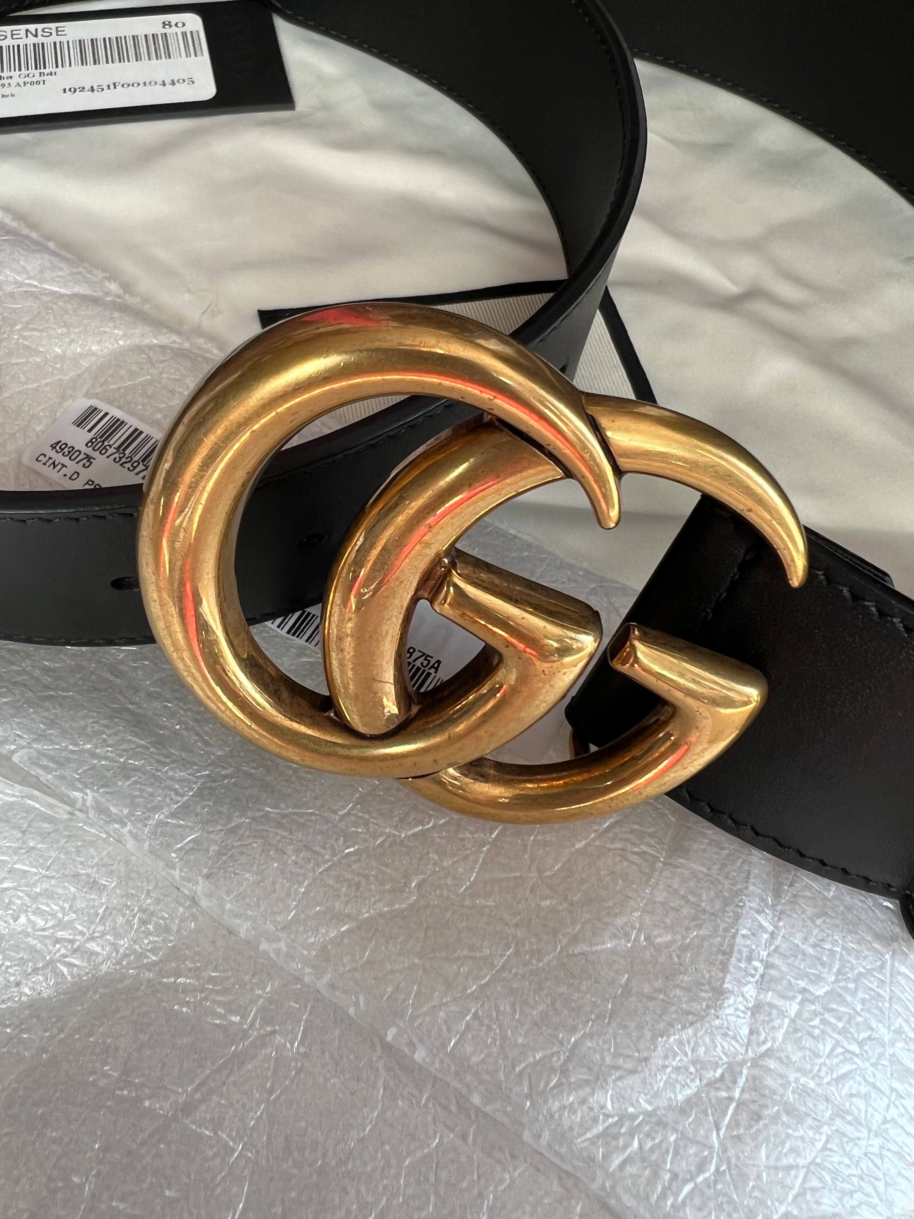 Gucci Double G Buckle Leather Belt ”Black/Gold”