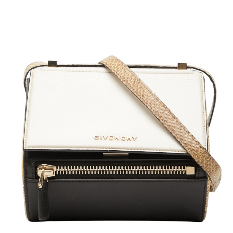 ジバンシー パンドラボックス ミニ 斜め掛け ショルダーバッグ アイボリー ブラック パイソン レザー レディース Givenchy 中古