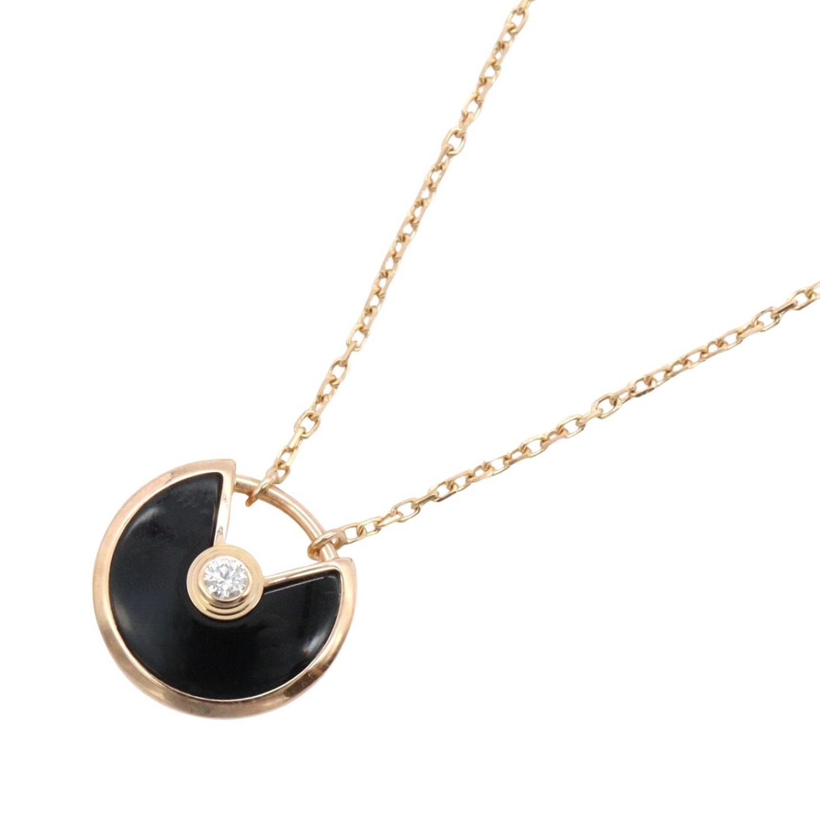 カルティエ CARTIER アミュレット ネックレス オニキス 1PD ネックレス ジュエリー K18PG(ピンクゴールド) ダイヤモンド オニキス レディース ゴールド系 / ブラック系 / クリア系 【中古】