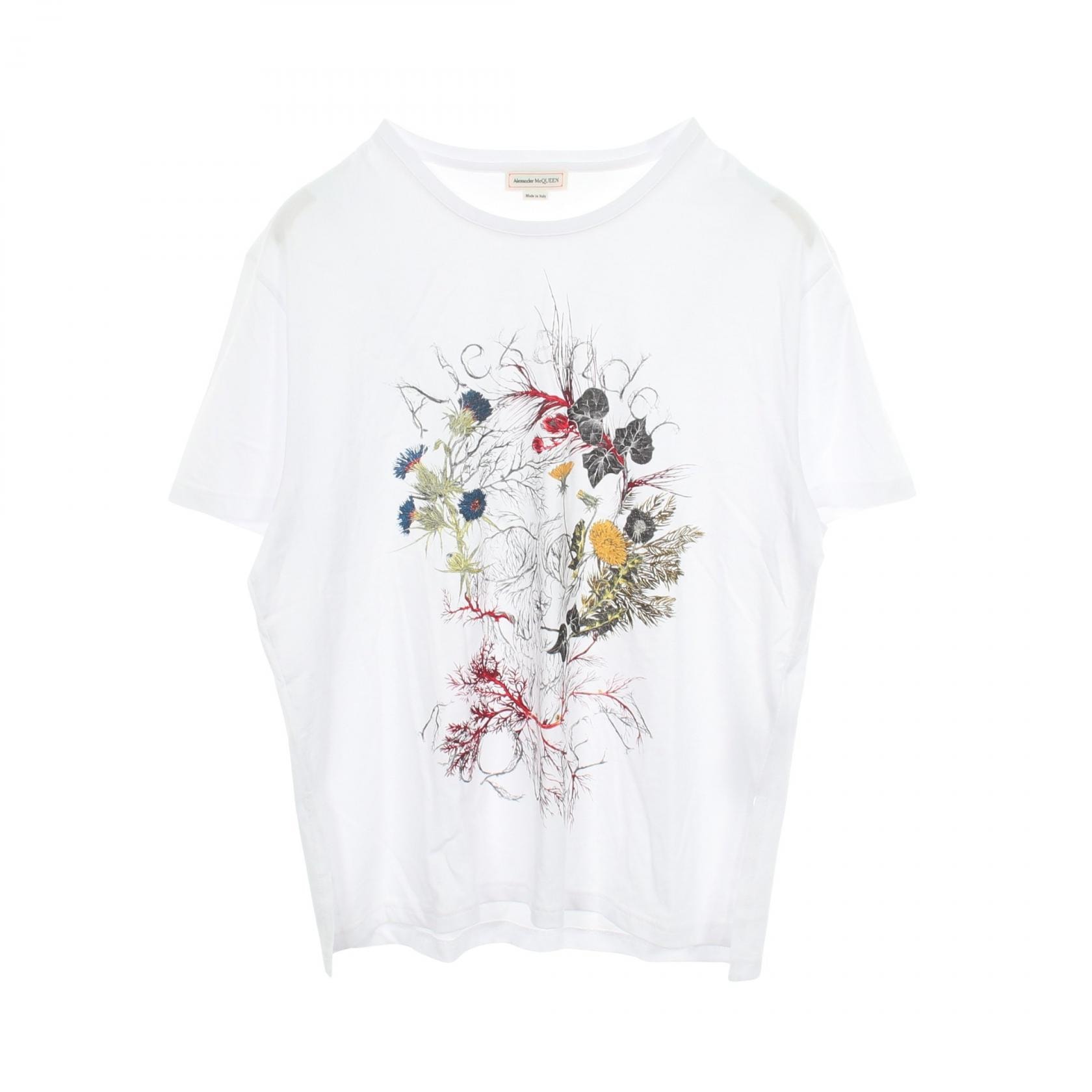 アレキサンダーマックイーン Alexander McQueen Glowing Botanical Skull スカル 半袖Tシャツ 衣料品 トップス コットン メンズ ホワイト系 【中古】