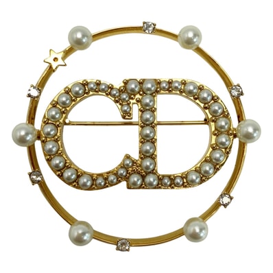 Christian Dior クリスチャンディオール ブローチ CDロゴ ゴールド メッキ