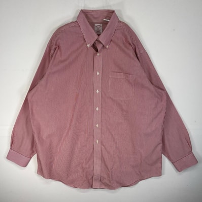 古着 ブルックスブラザーズ Brooks Brothers 長袖シャツ 胸ポケ 346 ボタンダウン XL レッド系 ストライプ メンズ