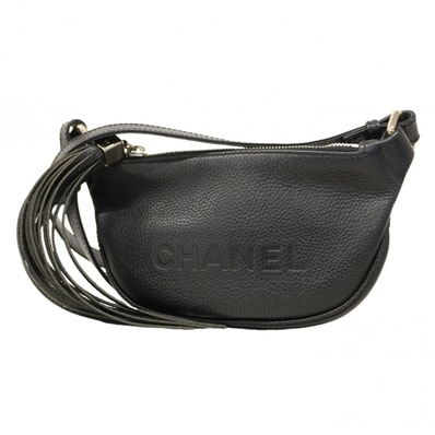 ★SALE【6ce6135-k】シャネル ショルダーバッグ レザー ブラック シルバー金具【中古】レディース