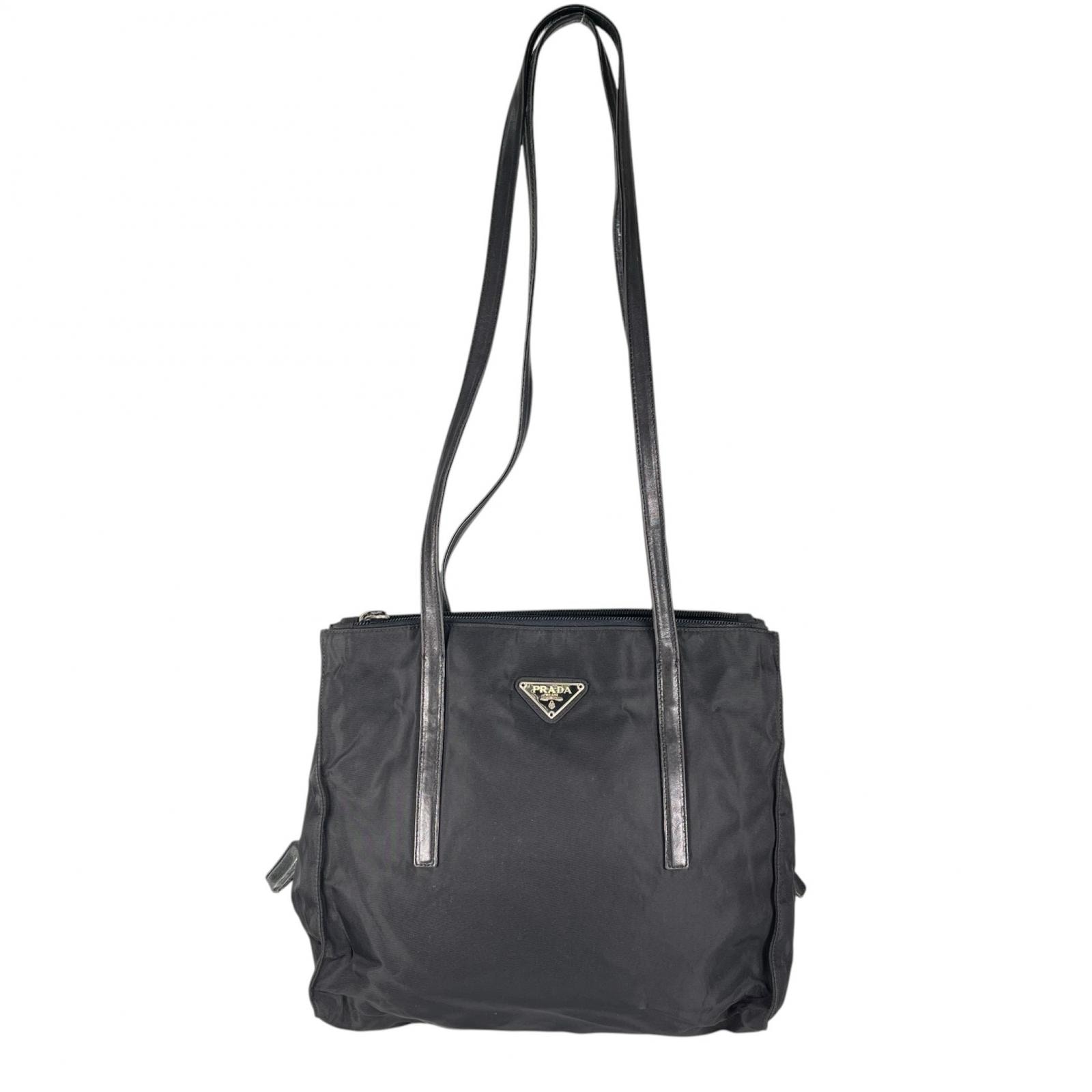 PRADA プラダ 三角ロゴ トートバッグ ナイロン ブラック レディース【中古】