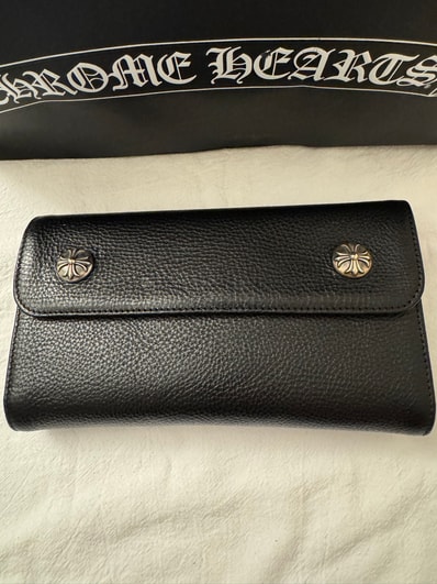 新品未使用 Chrome Hearts Wallet Wave Black Heavy Weight Leather