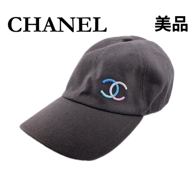 ★シャネル★ CHANEL ベースボール キャップ 帽子 コットン ココマーク ブラック 黒系