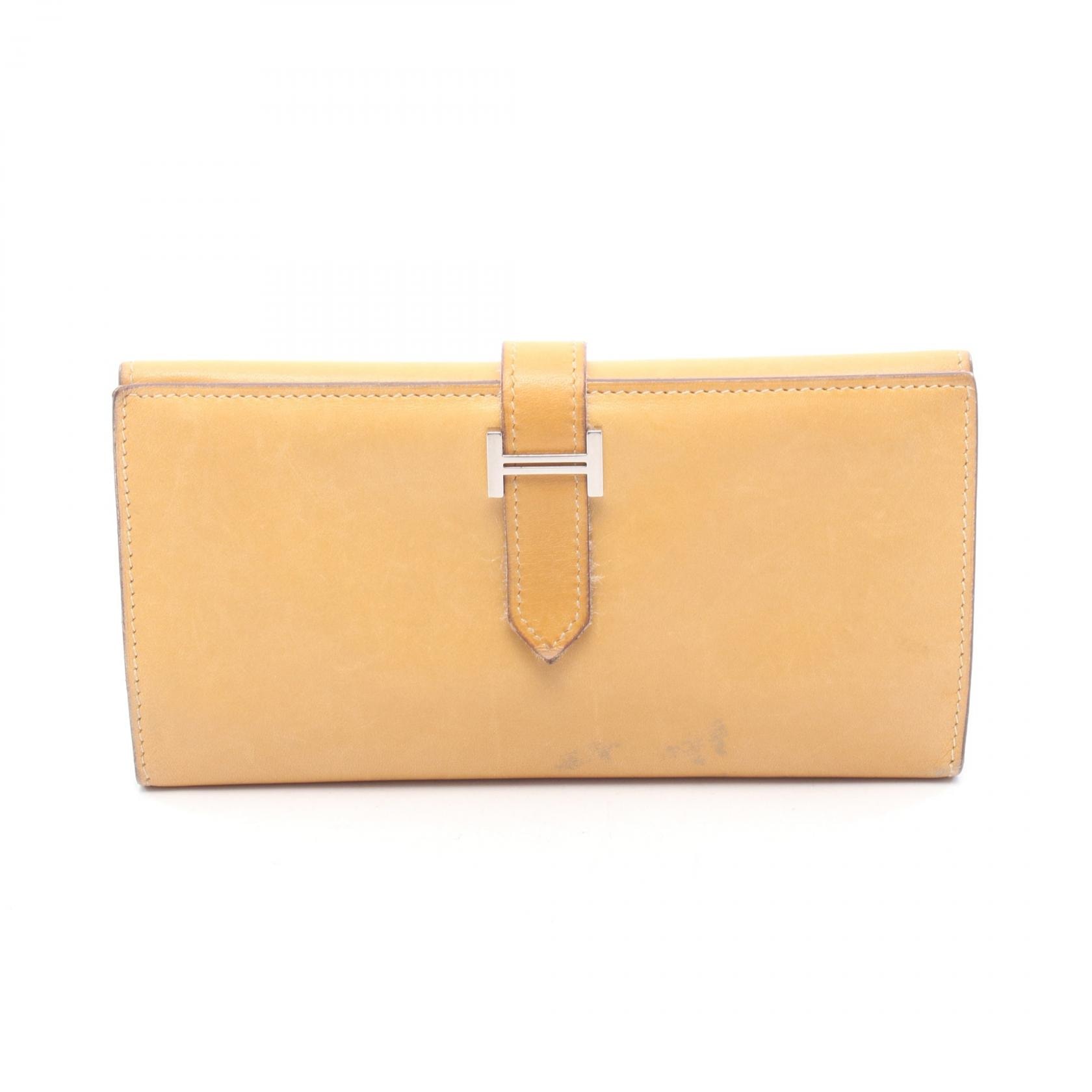 エルメス HERMES ベアンデュプリ 三つ折り長財布 財布 レザー □L刻印(2008年製造) レディース ブラウン系 【中古】