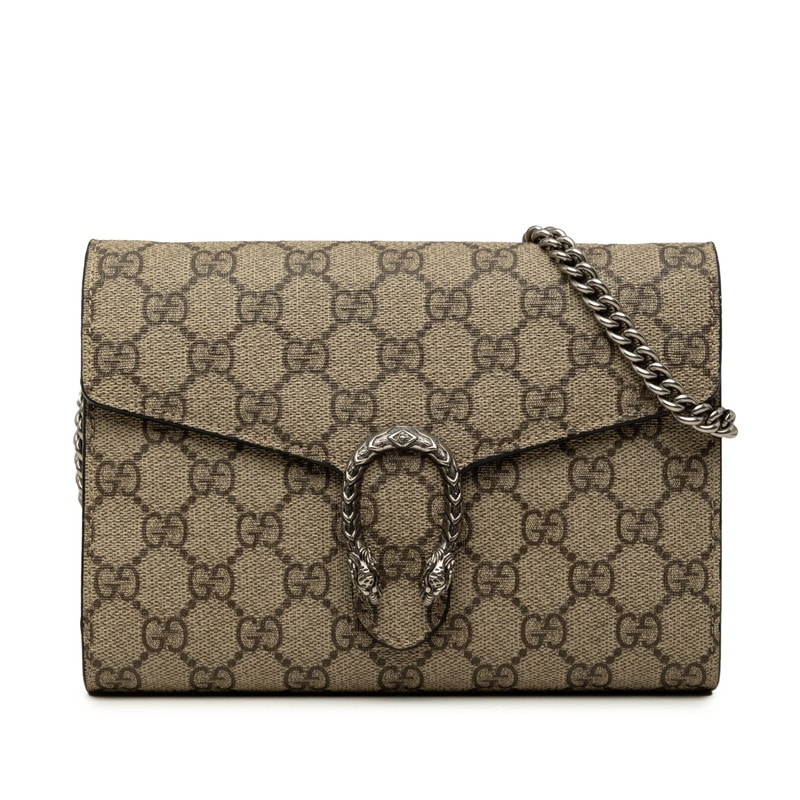 グッチ GGスプリーム デュオニソス チェーン ウォレット ショルダーバッグ 401231 べージュ PVC レザー レディース GUCCI 中古