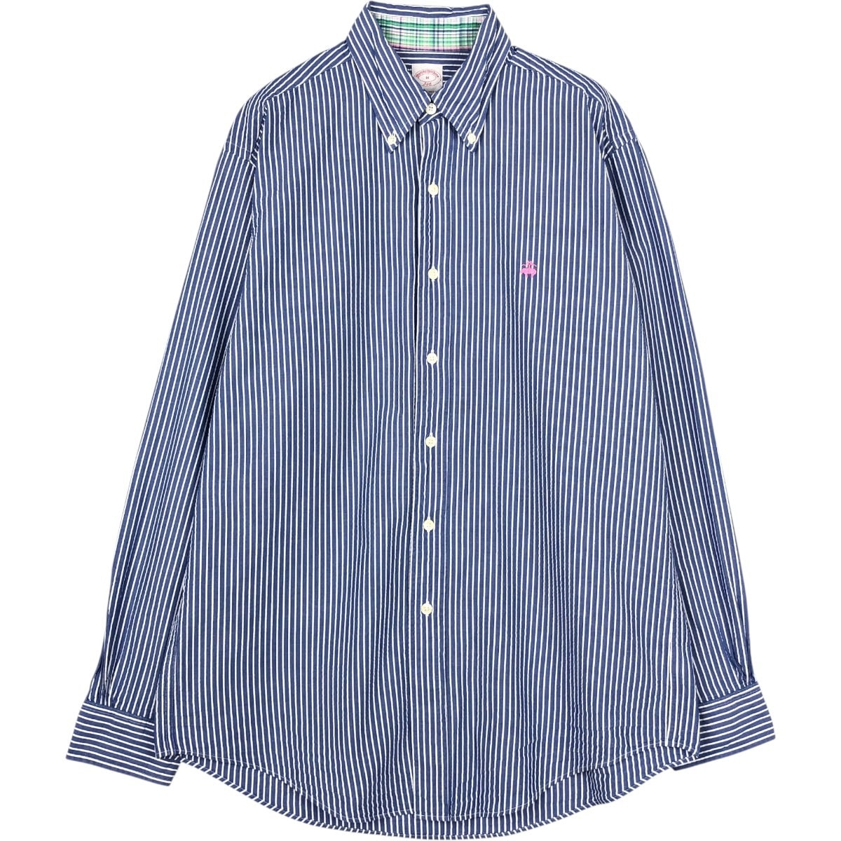 古着 ブルックスブラザーズ Brooks Brothers 346 シアサッカー 長袖 ボタンダウンストライプシャツ メンズM相当/eaa666723
