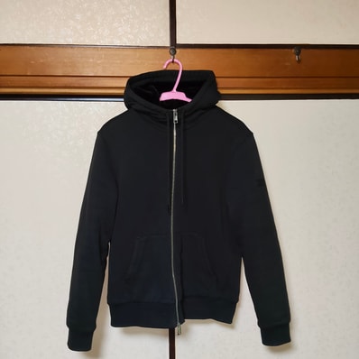 アルマーニ エクスチェンジ 裏ファー ジップアップパーカー黒 ブラック XS
