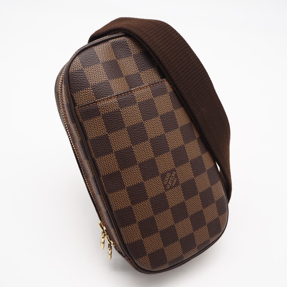 美品 LOUIS VUITTON ルイ・ヴィトン ダミエ SPオーダー ポシェット ガンジュ N48048 ボディバッグ ブラウン ベージュ コーティングキャンバス レザー メンズ