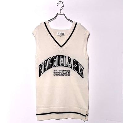 MM6 Maison Margiela Women's V-Neck Varsity Dress "White"