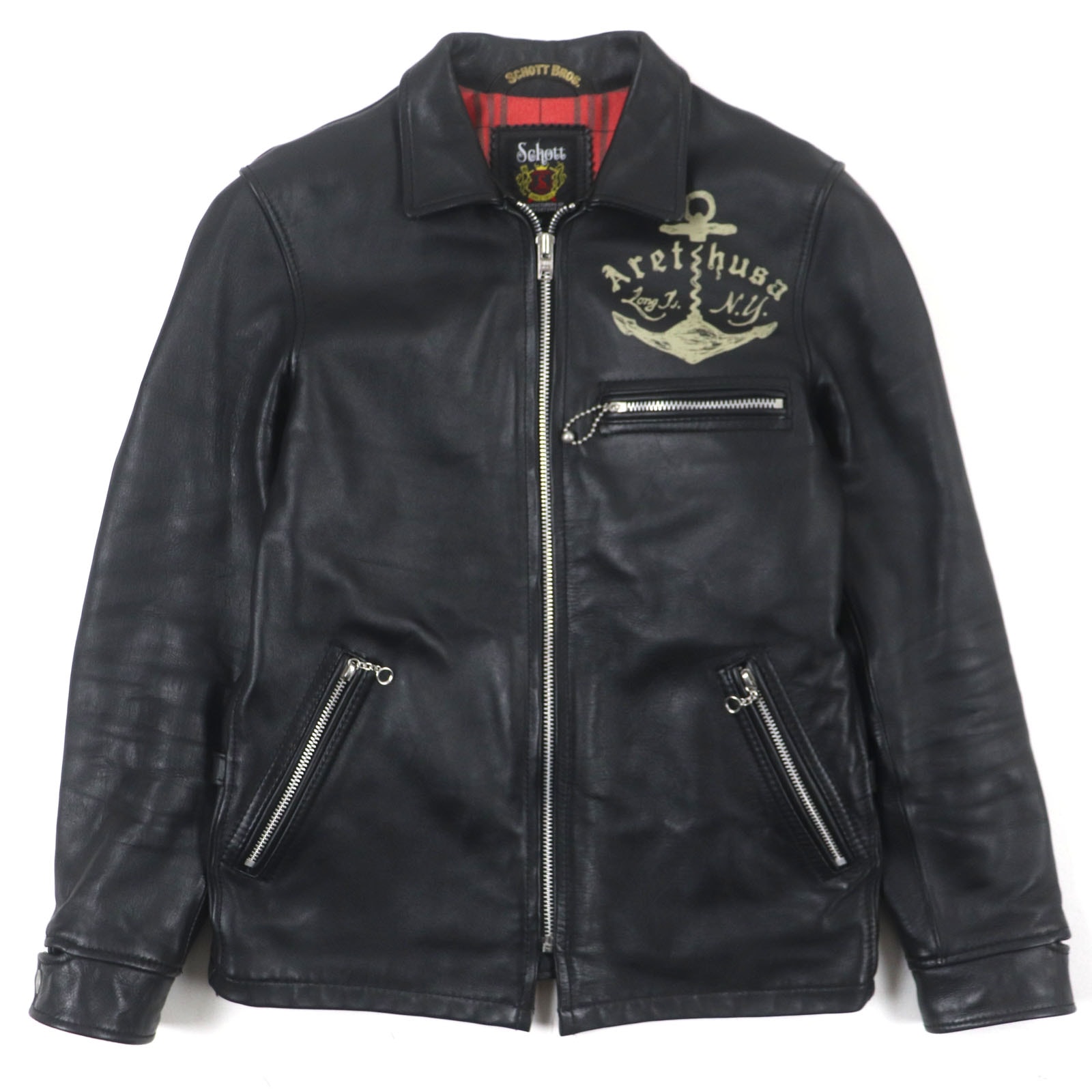 美品 ショット
 ライダースジャケット LONG ISLAND ロングアイランド ブラック メンズ S 3141022