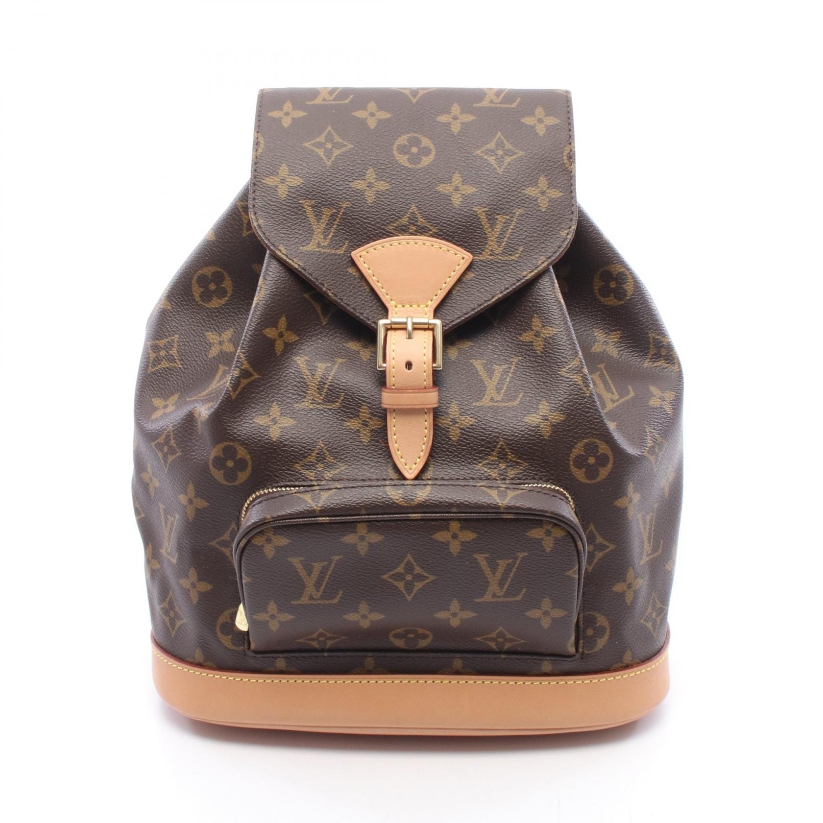 ルイ・ヴィトン LOUIS VUITTON モンスリMM リュックサック バックパック バッグ PVCコーティングキャンバス レザー モノグラム レディース ブラウン系 M51136 【中古】