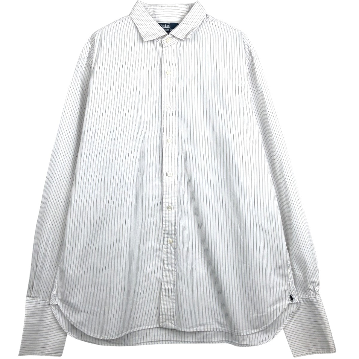 古着 ラルフローレン Ralph Lauren POLO by Ralph Lauren ESTATE CXUSTOM FIT ワイドカラー 長袖 ストライプシャツ カフスシャツ メンズXL相当/eaa662744