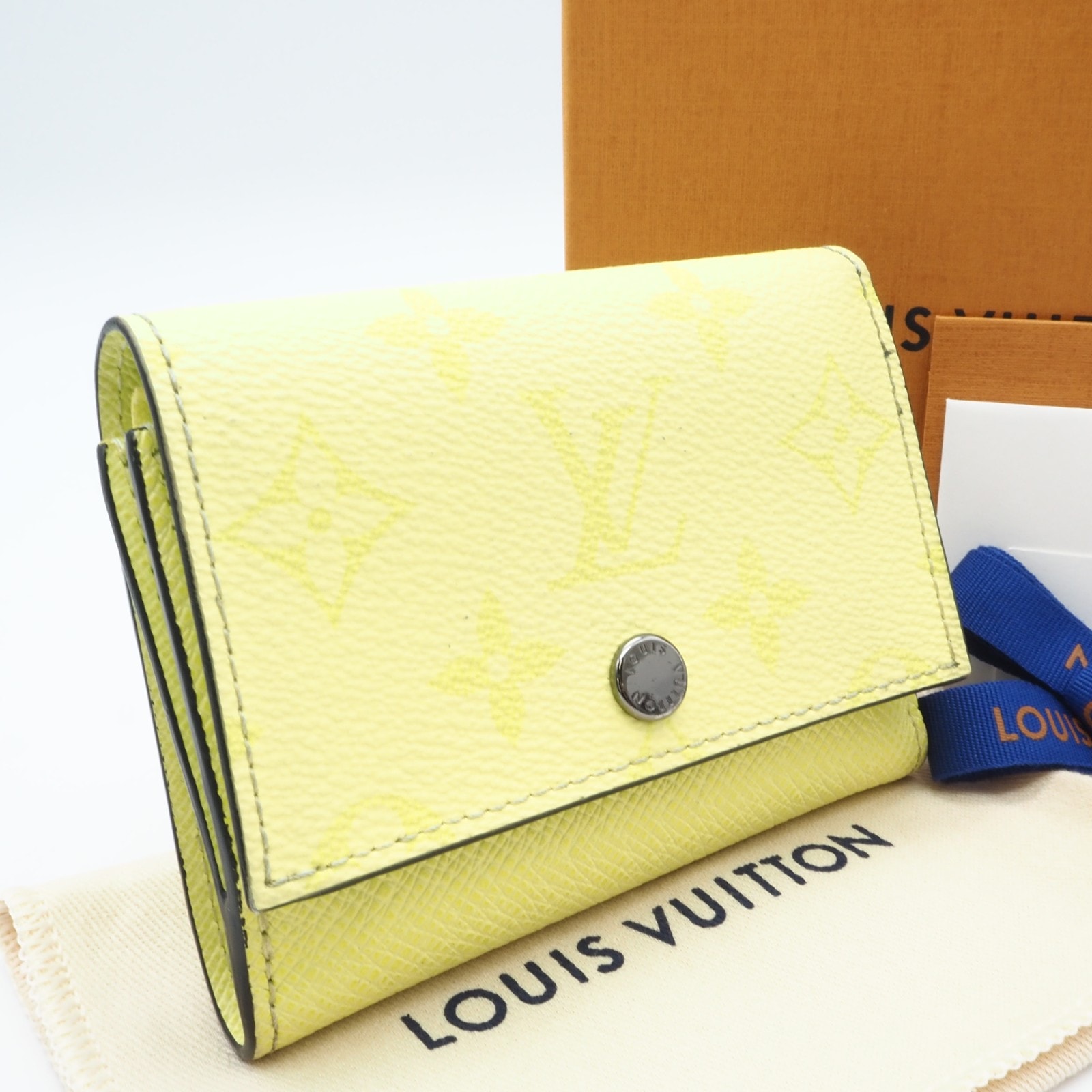 美品 LOUIS VUITTON ルイ・ヴィトン タイガラマ ヴィクター ウォレット レモン M14129 三つ折り財布 イエロー コーティングキャンバス レディース