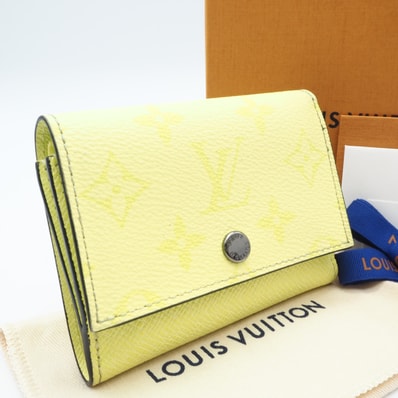 美品 LOUIS VUITTON ルイ・ヴィトン タイガラマ ヴィクター ウォレット レモン M14129 三つ折り財布 イエロー コーティングキャンバス レディース
