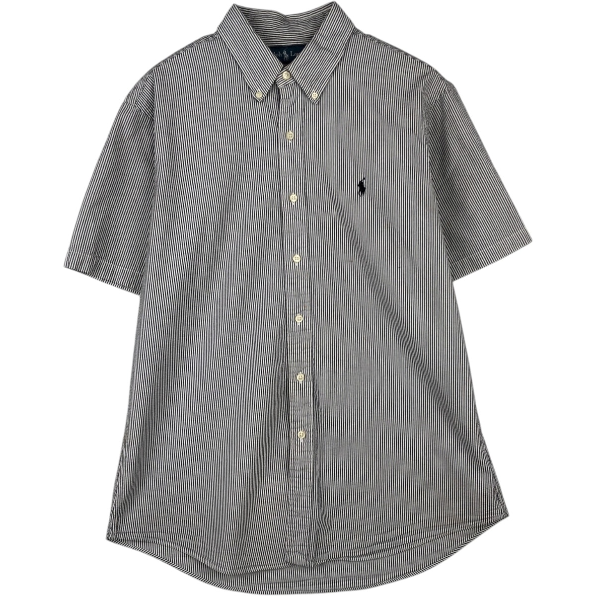 古着 ラルフローレン Ralph Lauren CUSTOM FIT シアサッカー 半袖 ボタンダウン ストライプシャツ メンズL相当/eaa623571