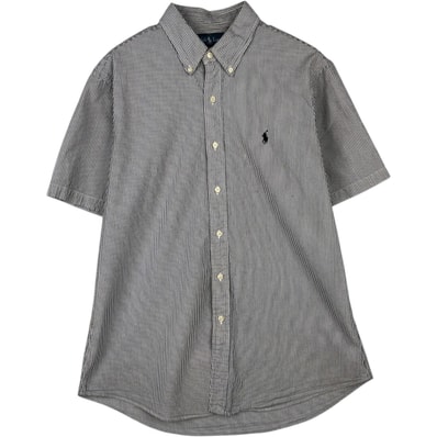 古着 ラルフローレン Ralph Lauren CUSTOM FIT シアサッカー 半袖 ボタンダウン ストライプシャツ メンズL相当/eaa623571