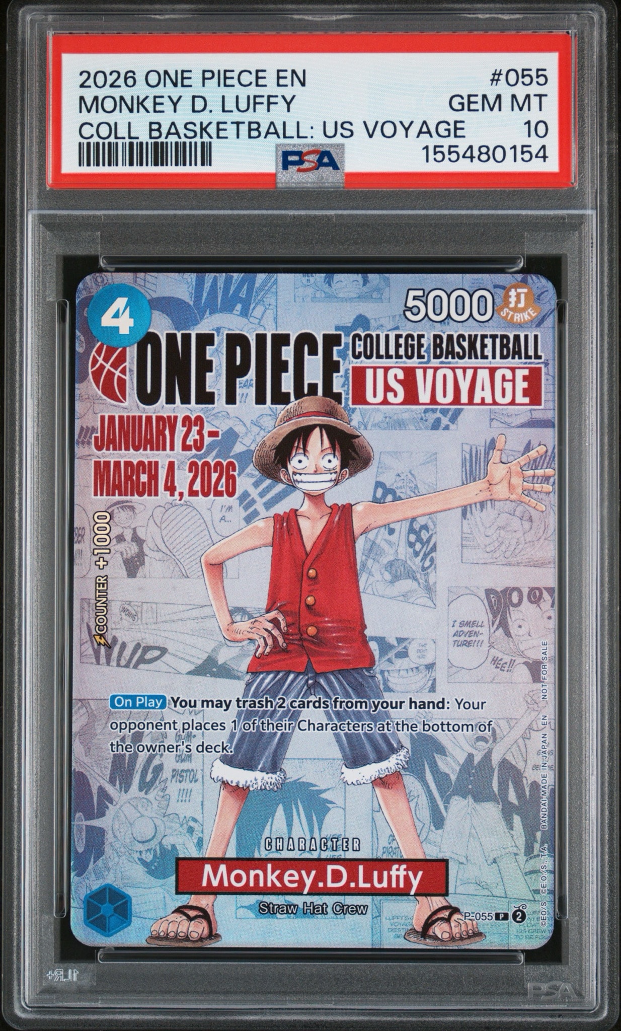 【ARS10+】バスケルフィ ONE PIECE モンキー D ルフィ PSA10】モンキー・D・ルフィ：P (開封済) [P-055]【英語版