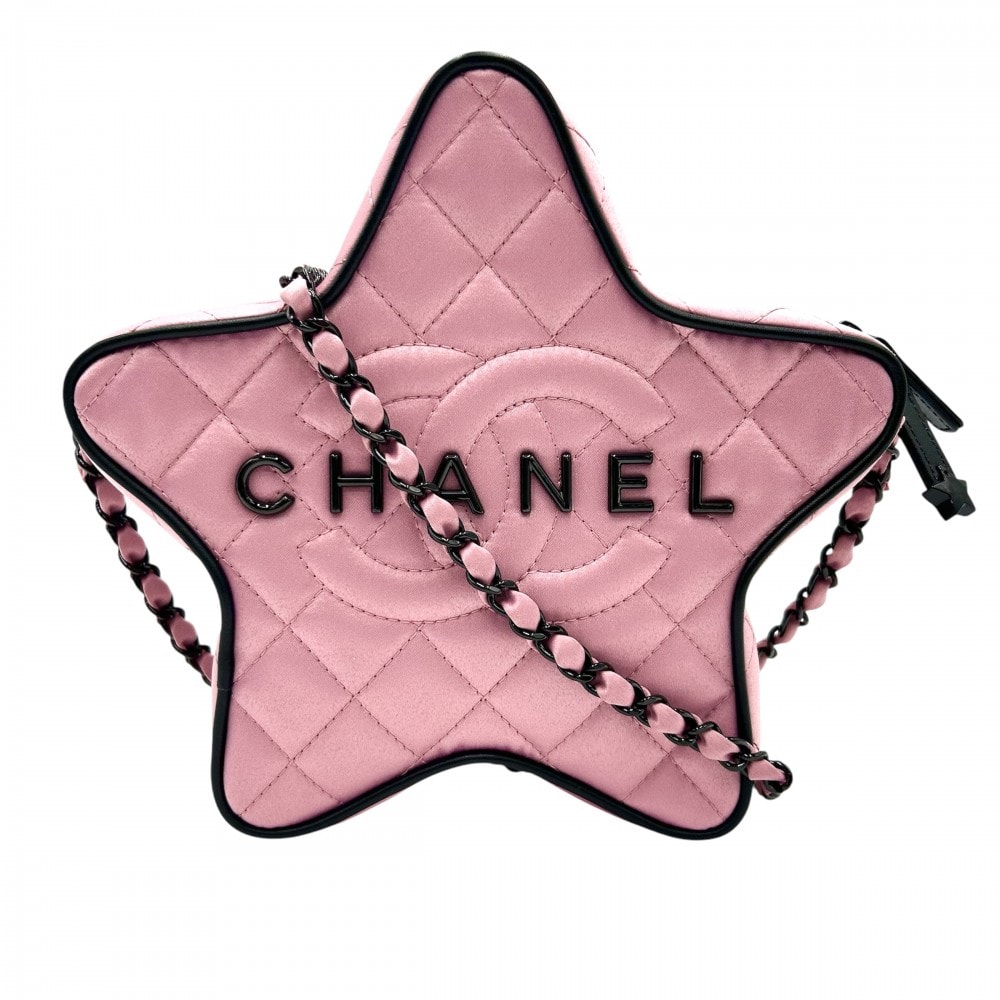 CHANEL シャネル ショルダーバッグ マトラッセ スター チェーン ココマーク 肩掛け 斜め掛け ココ 鞄 かばん AS4579 サテン ピンク ブラック金具 レディース【中古品】
